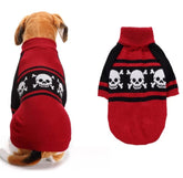 KUTKUT Dog Knitted Sweater Skull Head Bones Hoodies Warm Red Skeleton Costume for Small Dogs | Warm Sweater for Shih Tzu, Poodle, Pug etc (Red) - kutkutstyle