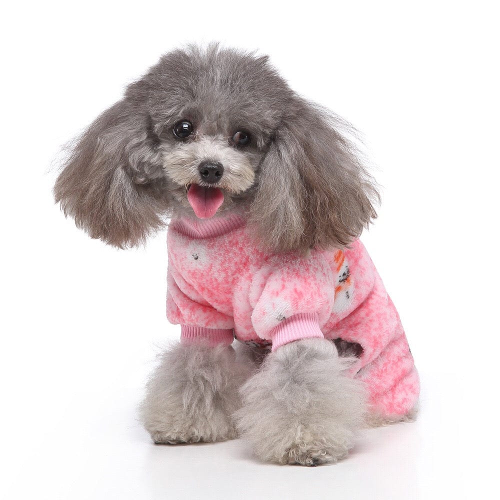 KUTKUT Dog Pajamas Coat Cat Jumpsuit Soft Velvet Doggie Jumpers Onesies Jammies Fleece Cat Apparel Pet Clothes Warm Flannel Cold Weather Puppy Small Dogs Rompers (Pink) - kutkutstyle