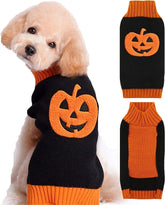 KUTKUT Halloween Medium Dog Sweater | Turtleneck Sweater Pumpkin Pattern Knitwear Warm Pet Sweater For Beagle, French Bulldog, Corgi etc. - kutkutstyle