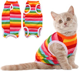 KUTKUT Kitten Sterlization & Surgery Recovery Suit, Physiological Polycotton Breathable Clothes for Abdominal Wounds or Skin Diseases Hook & Loop Closure Costume for Kittens (Multi) - kutkuts