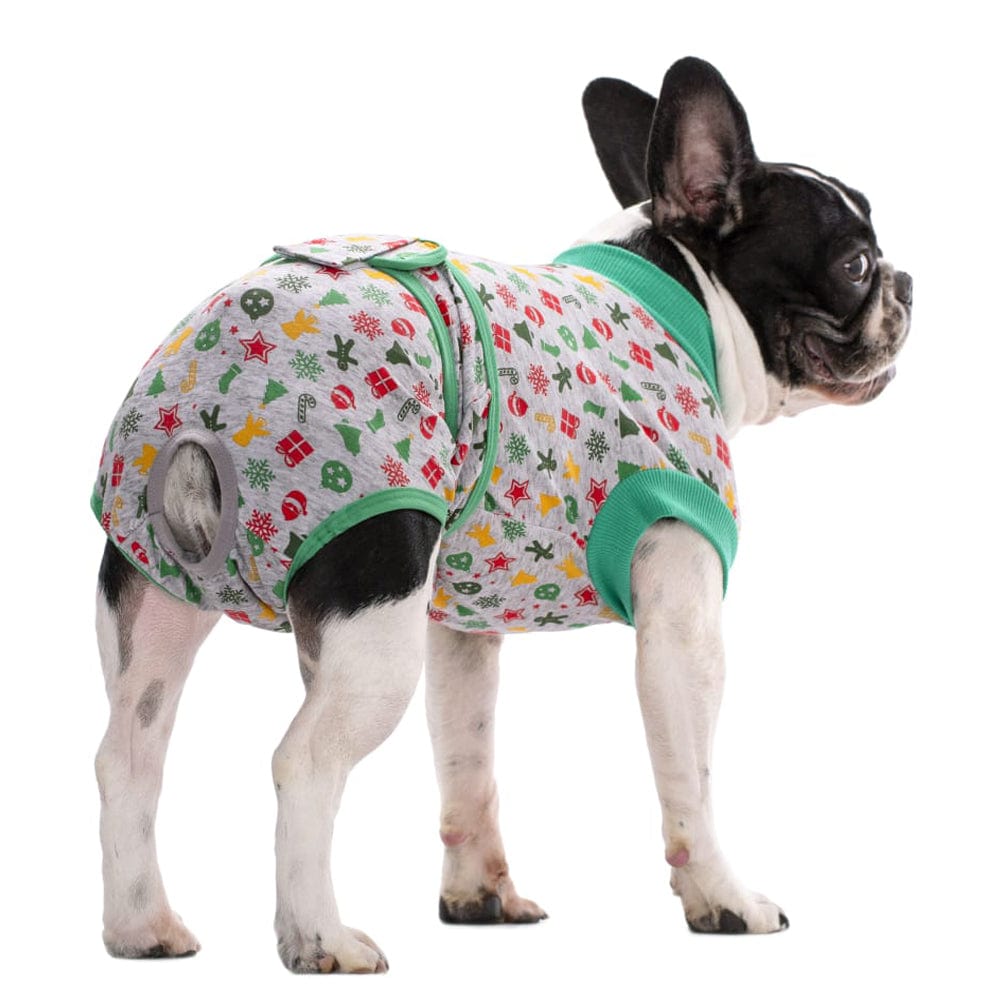 KUTKUT Large Dog Recovery Onsie, Pet Recovery Suit Doggy Bodysuits for Abdominal Wounds, Soft & Breathable Anti Licking Dogs Suit, Cone E-Collar Alternative for Skin Damage (Green) - kutkutst