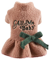 KUTKUT Mascot Costume Fleece Autumn Winter Pet Dress for Small Dogs, Thicken Warm Frock Dress for for ShishTzu, Lhasa Apso, Bichon, Pug etc (Brown) - kutkutstyle