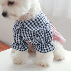 KUTKUT Plaid Collar Button Décor Skirt Dress for Small Dogs | Comfortable Pet Dog and Cat Skirt Clothes for Small Dogs Paillons, Yoriki, Maltese ( Pink)…-Clothing-kutkutstyle