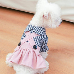 KUTKUT Plaid Collar Button Décor Skirt Dress for Small Dogs | Comfortable Pet Dog and Cat Skirt Clothes for Small Dogs Paillons, Yoriki, Maltese ( Pink)…-Clothing-kutkutstyle