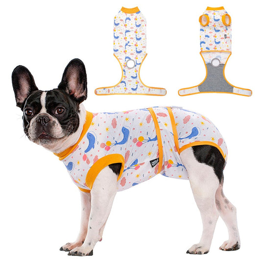 KUTKUT Recovery Suit for Dogs Cats After Surgery, Professional Pet Recovery Shirt Dog Abdominal Wounds Bandages, Substitute E-Collar & Cone, Prevent Licking Small Dog Onesies ( Orange )-Clothing-kutkutstyle