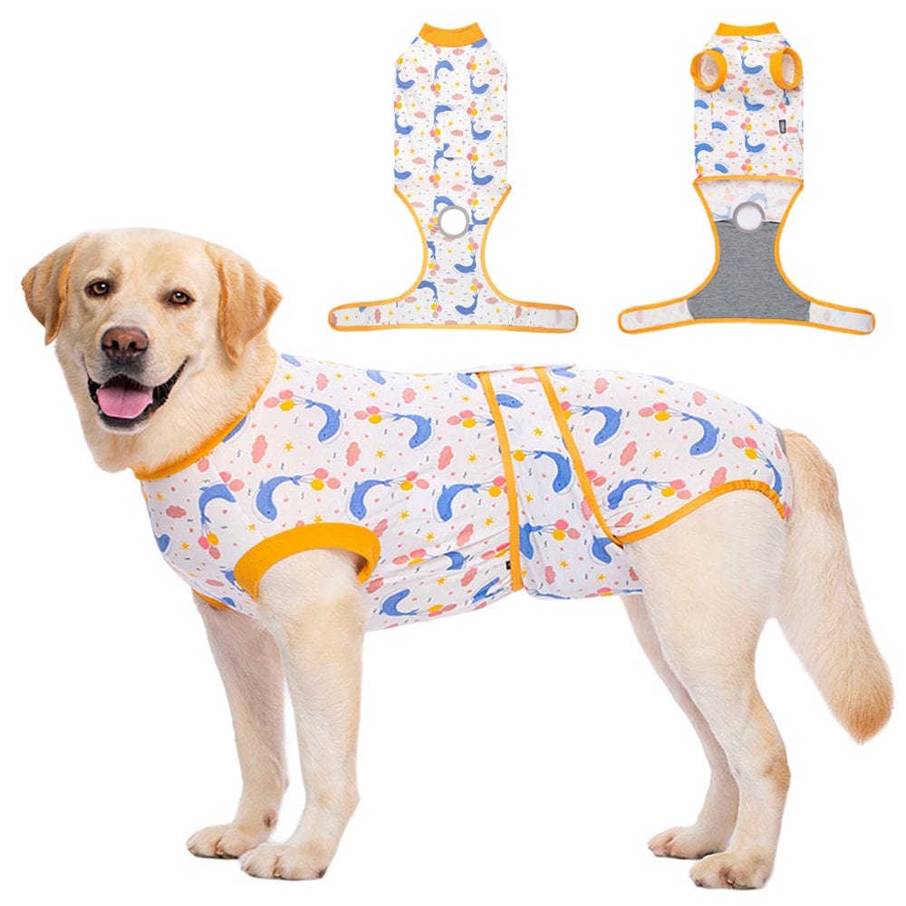 KUTKUT Recovery Suit for Dogs Cats After Surgery, Professional Pet Recovery Shirt Dog Abdominal Wounds Bandages, Substitute E-Collar & Cone, Prevent Licking Small Dog Onesies ( Orange )-Clothing-kutkutstyle