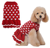 KUTKUT Small Dog Cat Warm Cute Heart Girl Dog Sweater Dress | Pet Beautiful Princess Style Tutu Dress | Female Girl Dog Puppy Cat Soft Knitwear Pullover - kutkutstyle