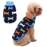 KUTKUT Small Dog Knitted Warm Winter Puppy Kitten Cat Sweater, Cute Bone Doggie Sweater for Small Dogs Girls Boys (Blue) - kutkutstyle