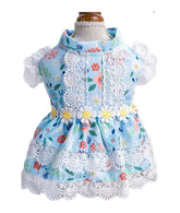 KUTKUT Sun Flowers Decor Eelgant Lace Princess Dress for Small Dogs | Sweetie Summer Skirt Dress for Shish Tzu, Pug, Poodle etc. - kutkutstyle