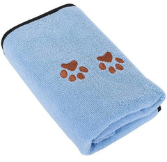 KUTKUT Super Absorbent Luxury Microfiber Dog Towel | Embroidered Pet Ultra Drying Towel | Quick Drying Beach Towel for Small, Medium, Large Dogs and Cats (Blue) - kutkutstyle