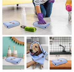 KUTKUT Super Absorbent Luxury Microfiber Dog Towel | Embroidered Pet Ultra Drying Towel | Quick Drying Beach Towel for Small, Medium, Large Dogs and Cats (Blue) - kutkutstyle