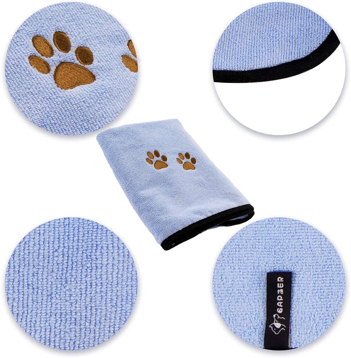 KUTKUT Super Absorbent Luxury Microfiber Dog Towel | Embroidered Pet Ultra Drying Towel | Quick Drying Beach Towel for Small, Medium, Large Dogs and Cats (Blue) - kutkutstyle