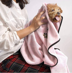 KUTKUT Super Absorbent Luxury Microfiber Dog Towel | Embroidered Pet Ultra Drying Towel | Quick Drying Beach Towel for Small, Medium, Large Dogs and Cats (Pink) - kutkutstyle