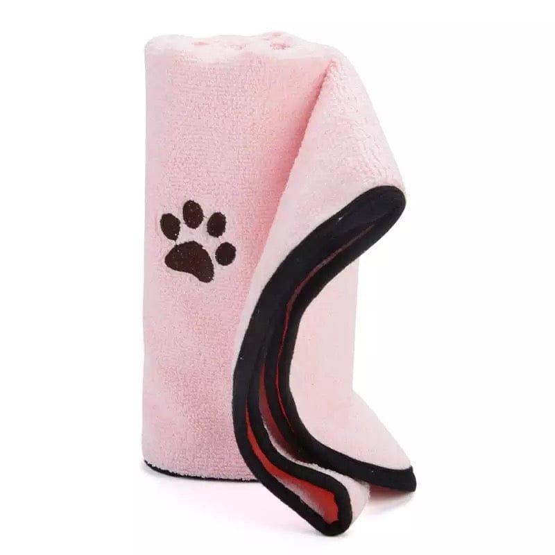 KUTKUT Super Absorbent Luxury Microfiber Dog Towel | Embroidered Pet Ultra Drying Towel | Quick Drying Beach Towel for Small, Medium, Large Dogs and Cats (Pink) - kutkutstyle