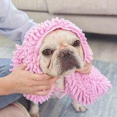 KUTKUT Super Absorbent Quick-Drying Microfiber Texture Soft Fluffy Pet Towel with Hand Pockets | Ultra Absorbent Pet Warm Bath Towels for Small, Medium Dogs and Cats (Pink, Size: 80cm x 30cm)