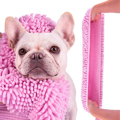 KUTKUT Super Absorbent Quick-Drying Microfiber Texture Soft Fluffy Pet Towel with Hand Pockets | Ultra Absorbent Pet Warm Bath Towels for Small, Medium Dogs and Cats (Pink, Size: 80cm x 30cm)