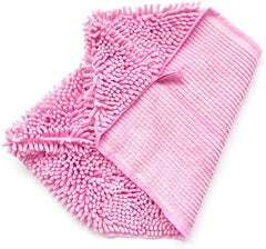 KUTKUT Super Absorbent Quick-Drying Microfiber Texture Soft Fluffy Pet Towel with Hand Pockets | Ultra Absorbent Pet Warm Bath Towels for Small, Medium Dogs and Cats (Pink, Size: 80cm x 30cm)