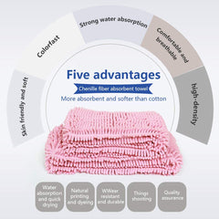 KUTKUT Super Absorbent Quick-Drying Microfiber Texture Soft Fluffy Pet Towel with Hand Pockets | Ultra Absorbent Pet Warm Bath Towels for Small, Medium Dogs and Cats (Pink, Size: 80cm x 30cm)