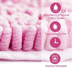 KUTKUT Super Absorbent Quick-Drying Microfiber Texture Soft Fluffy Pet Towel with Hand Pockets | Ultra Absorbent Pet Warm Bath Towels for Small, Medium Dogs and Cats (Pink, Size: 80cm x 30cm)