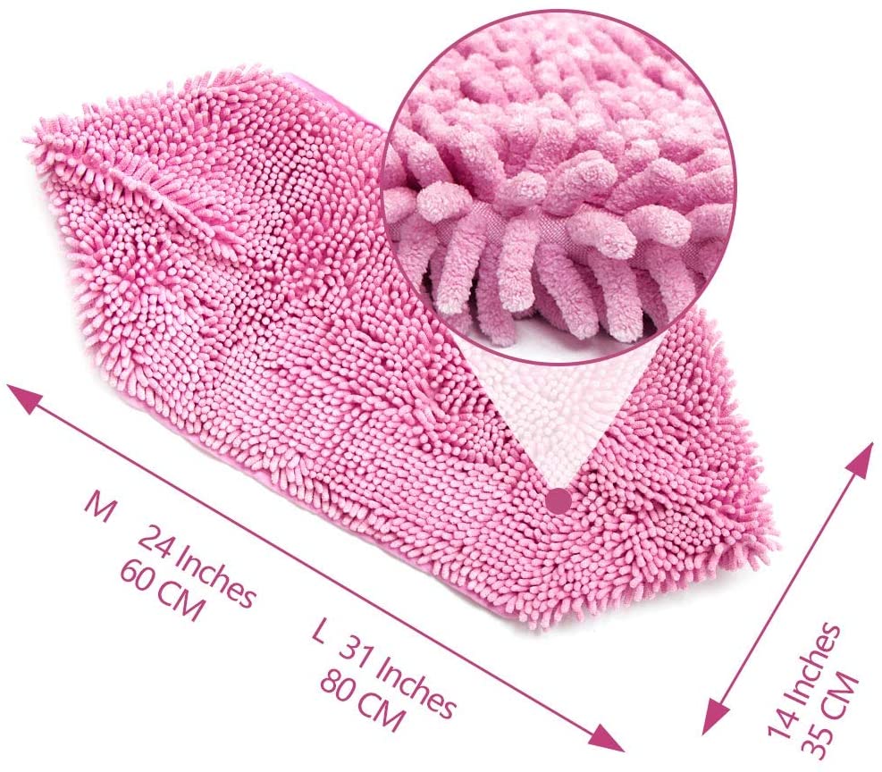 KUTKUT Super Absorbent Quick-Drying Microfiber Texture Soft Fluffy Pet Towel with Hand Pockets | Ultra Absorbent Pet Warm Bath Towels for Small, Medium Dogs and Cats (Pink, Size: 80cm x 30cm)