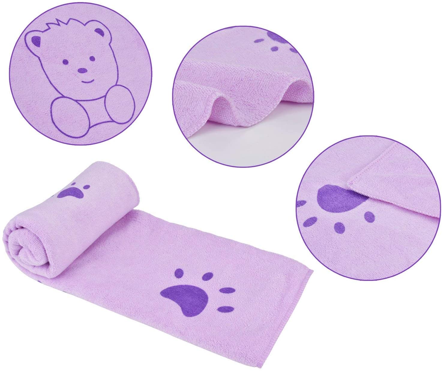 KUTKUT Dog Towel, Looluuloo Microfiber Drying Towels for Dog, Dog Bath Towel, Beach Towel, Absorbent Towel Suitable for Small and Medium Dogs (Purple: 140 x 70cm)… - kutkutstyle