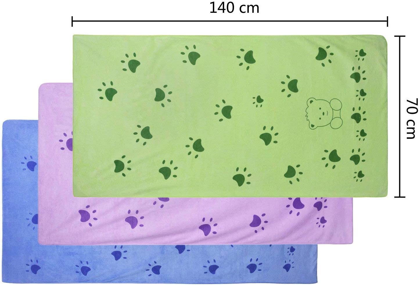 KUTKUT Dog Towel, Looluuloo Microfiber Drying Towels for Dog, Dog Bath Towel, Beach Towel, Absorbent Towel Suitable for Small and Medium Dogs (Purple: 140 x 70cm)… - kutkutstyle
