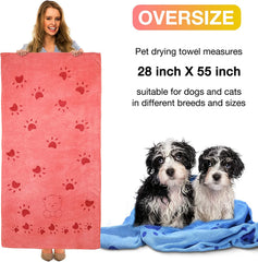 KUTKUT Dog Towel, Looluuloo Microfiber Drying Towels for Dog, Dog Bath Towel, Beach Towel, Absorbent Towel Suitable for Small and Medium Dogs (Red: 140 x 70cm)… - kutkutstyle