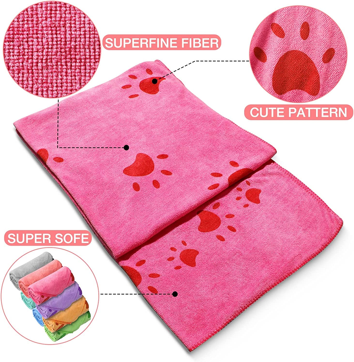 KUTKUT Dog Towel, Looluuloo Microfiber Drying Towels for Dog, Dog Bath Towel, Beach Towel, Absorbent Towel Suitable for Small and Medium Dogs (Red: 140 x 70cm)… - kutkutstyle