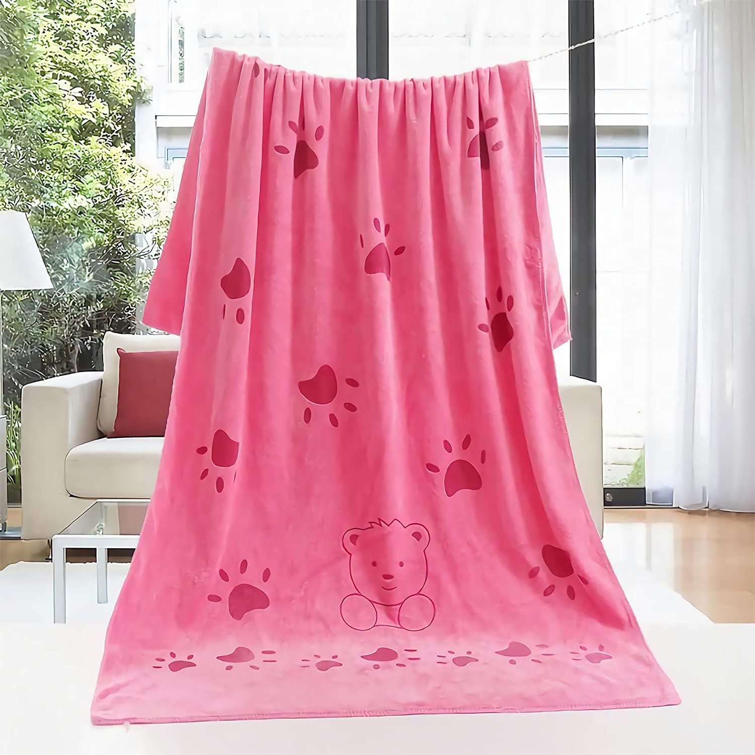 KUTKUT Dog Towel, Looluuloo Microfiber Drying Towels for Dog, Dog Bath Towel, Beach Towel, Absorbent Towel Suitable for Small and Medium Dogs (Red: 140 x 70cm)… - kutkutstyle