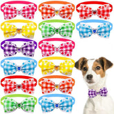 KUTKUT 14 Pcs Puppy Collars Adjustable Heart Checkered Collars for Small Dog Cat Puppy Neckties Collars Pet Neck Bows Bulk Pet Bowties Grooming Bowknot for Birthday Holiday - kutkutstyle