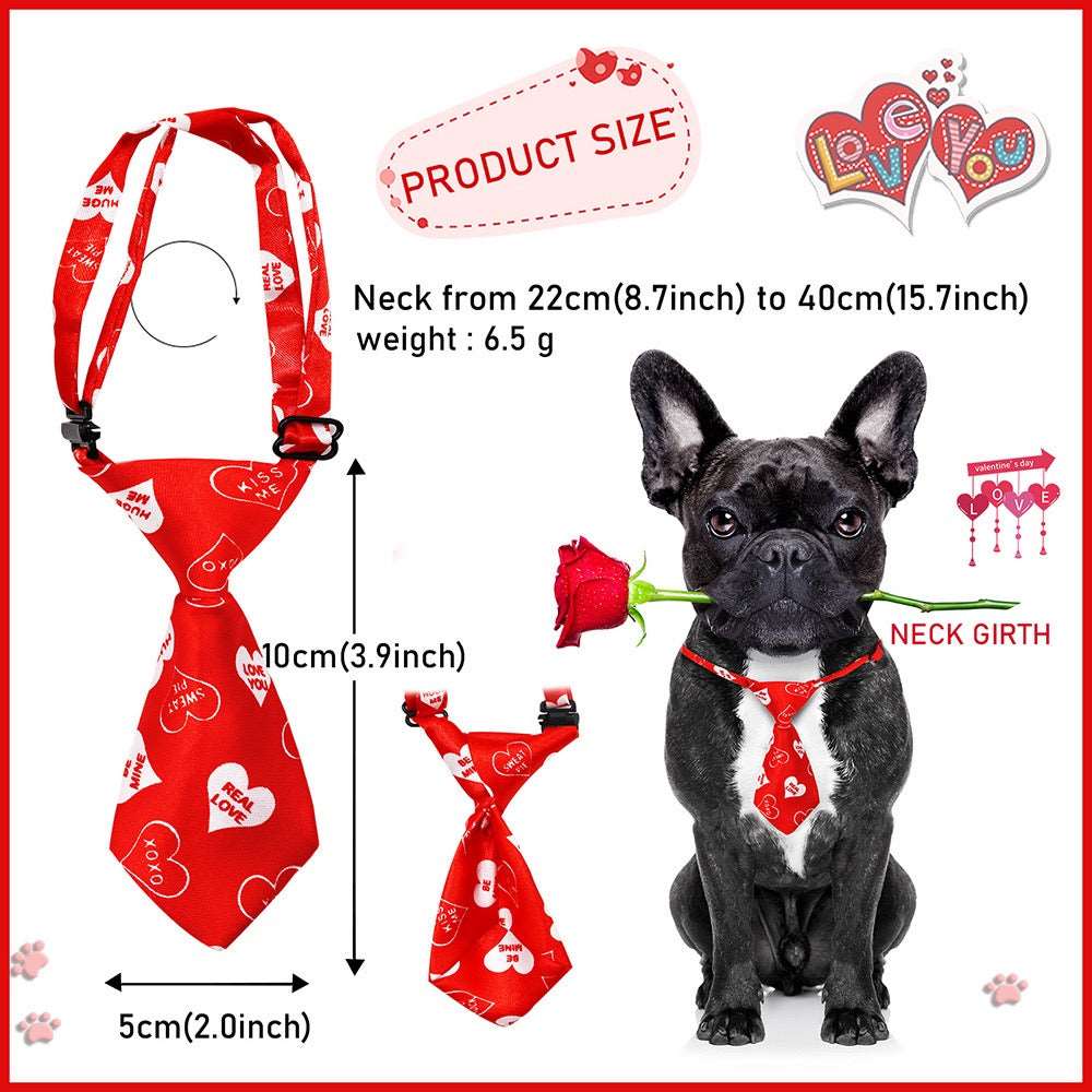 KUTKUT 8Pack Small Dog Ties, Adjustable Pet Bow Ties Heart Pattern for Small Dogs Cats Bowties Puppy Neckties Grooming Bows Festival Photography Holiday Party Valentine Costumes Birthday Gift