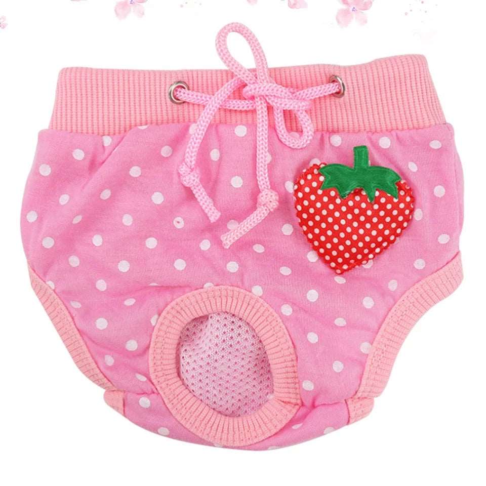 KUTKUT Adorable Reusable Washable Polka Dots Print Dog Female Diapers | Dog Underwear Cover Up Sanitary Panties for Small Medium Female Girl Dogs in Heat Season (Pink) - kutkutstyle