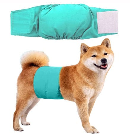 KUTKUT Dog Diapers Male, Reusable Belly Bands for Male Dogs Wraps Highly Absorbent Diapers for Dog, Waterproof Super Absorbent Puppy Wraps Cover Sanitary Nappies Pants (Green) - kutkutstyle