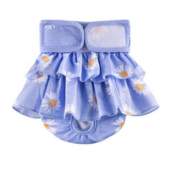 KUTKUT Female Dog Adjustable Diapers Reusable Washable Super Absorbency Leak-Proof Dog Nappie Dresses for Dogs in Heat, Period or Excitable Urination, Sanitary Panties Dress (Blue) - kutkutst