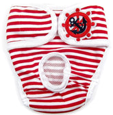 KUTKUT Reusable Pet Cotton Physiological Pant|Red Stripes Pattern Washable Pet Diaper| Adjustable Menstruation Pant for Female Dog Diapers (Red)-Diapers-kutkutstyle