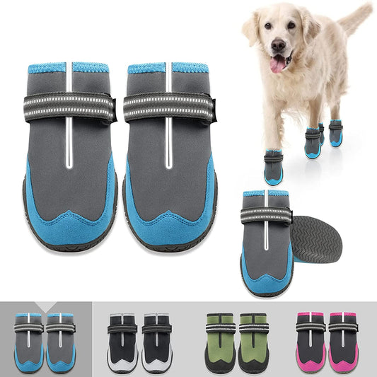 KUTKUT Waterproof Dog Shoes for Hot Pavement Dogs Boots Heat Protection Paw Breathable Non-Slip Rain Shoes Adjustable Reflective Straps for Small Medium Large Dogs 4PCS Blue - kutkutstyle
