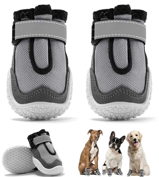 KUTKUT Dustproof Dog Boots For Hardwood Floor | Breathable Dog Shoes | Dog Booties with Reflective Rugged Anti-Slip Sole and Skid-Proof | Outdoor Paw Protectors with Rubber Soles for Hiking a