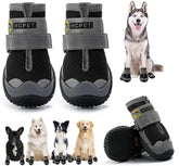 KUTKUT Dog Boots for Hardwood Floor | Breathable Dustproof Dog Shoes | Dog Booties with Reflective Anti-Slip Sole | Outdoor Paw Protectors with Rubber Soles for Hiking and Running Black - ku