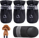 KUTKUT Dog Shoes for Hot Pavement | 1 pair pack of 4pcs Anti-Slip Dog Boots with Reflective Stripe & Comfortable Soft Soled Skid proof Sneakers with Adjustable Drawstring for Newley Born Pupp