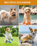 KUTKUT Small Dog Shoes Anti-Slip Dog Boots Paw Protective with Reflective Straps Soft Mesh Breathable Adjustable Puppy Dog Shoes Booties with Zipper for Small & Medium Dogs 4 Pcs Orange - kut
