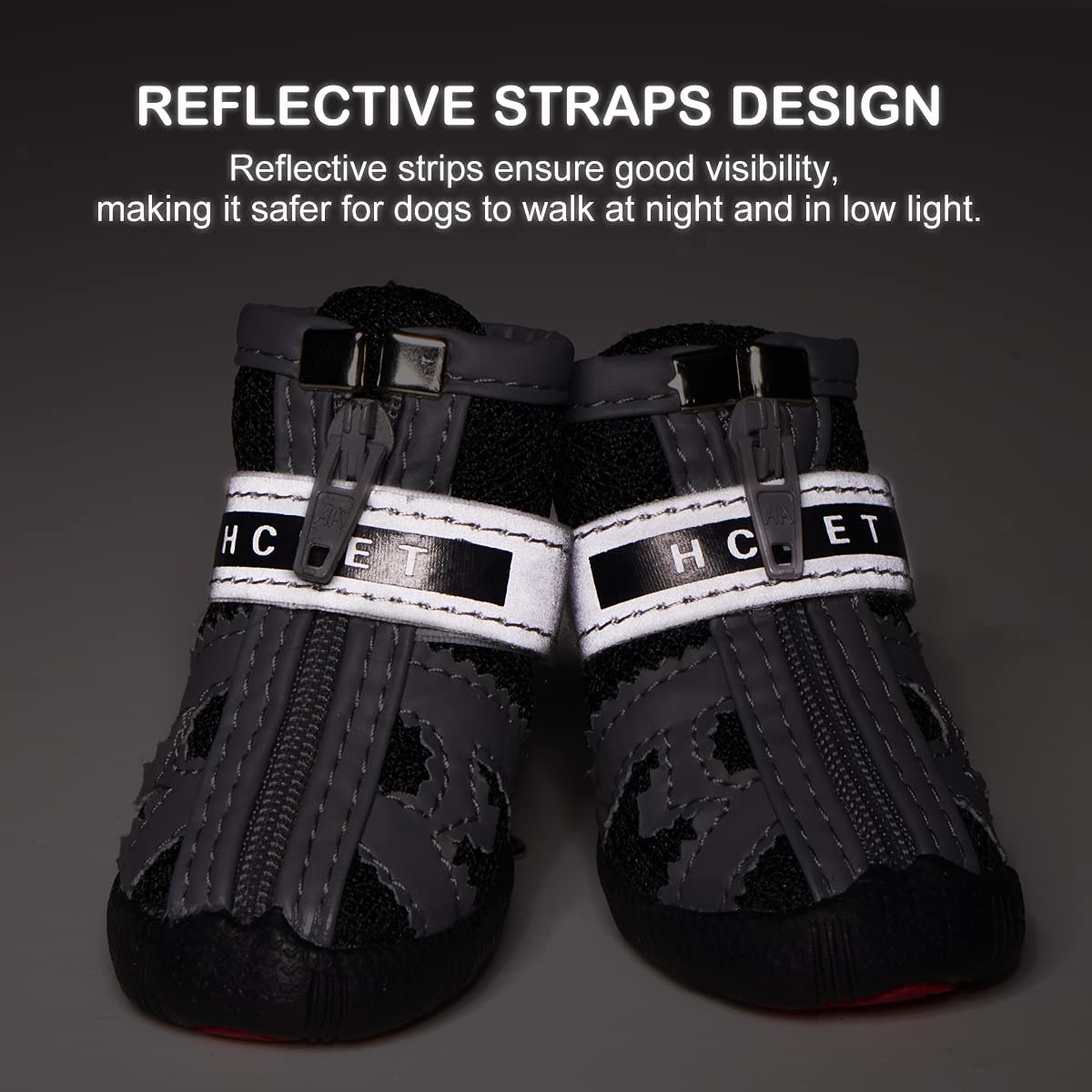 KUTKUT Small Dog Shoes, Breathable Dog Boots with Anti-Slip Rugged Sole, Dog Hiking Boots with Reflective & Adjustable Strap Zipper Closure for Small Medium Dogs 4 Pcs - kutkutstyle