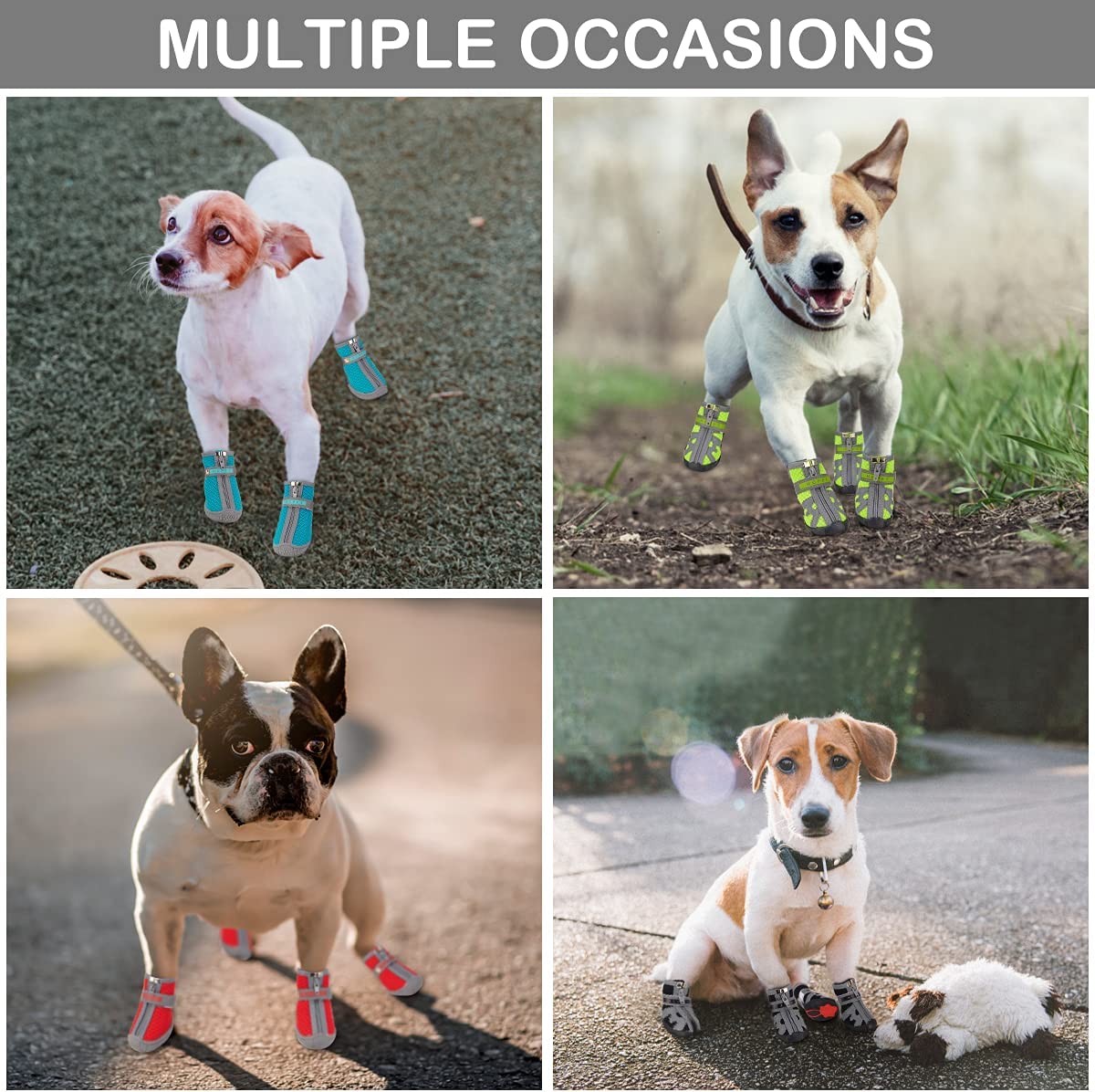 KUTKUT Small Dog Shoes, Breathable Dog Boots with Anti-Slip Rugged Sole, Dog Hiking Boots with Reflective & Adjustable Strap Zipper Closure for Small Medium Dogs 4 Pcs - kutkutstyle