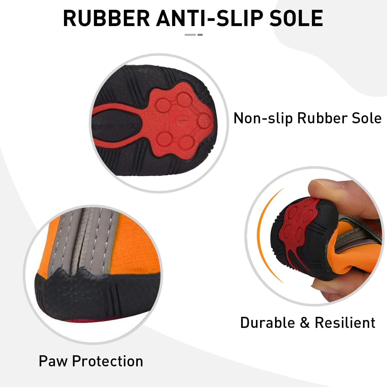 KUTKUT Waterproof Dog Booties Paw Protector, Anti-Slip Breathable Winter Snow with Reflective Strips Soft Comfortable Anti-Slip Rubber Sole Dog Shoes for Small Medium Dogs  Orange - kutkutsty