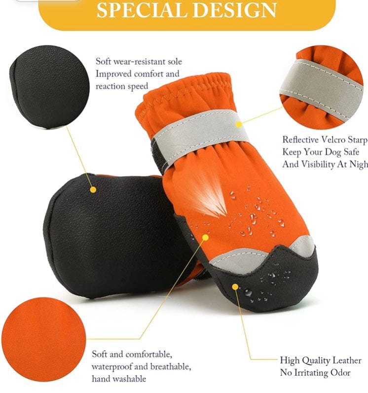 KUTKUT Waterproof Dog Boots for Small Dogs | Anti Skid Paw Protector For Hot Summer For Maltese, Yorkie, Shih Tzu etc. | Pet Shoes with Reflective Straps & Non-Slip Sole | Soft & Lightweight 