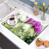 EZYHOME Dish Drying Mat for Kitchen Counter, 3D Print Dish Drying Pad with Non-Slip Rubber Backed, Hide Stain Anti Absorbent for Kitchen Counter, Drying Mat for Coffee Machine Dish Rack - kut