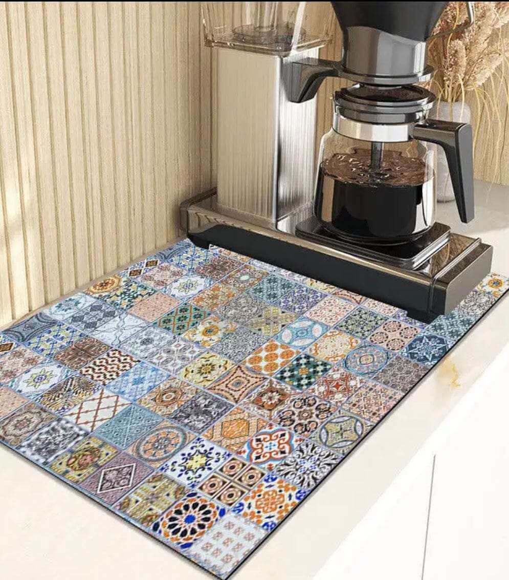 EZYHOME Dish Drying Mat for Kitchen Counter, Heat Resistant Drainer Mat with Non-Slip Rubber Backed, Hide Stain Kitchen Super Absorbent Draining Mat, Easy to Clean Dish Rack Pad - kutkutstyle