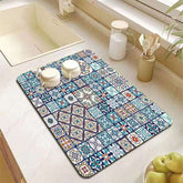 EZYHOME Dish Drying Mat for Kitchen Counter, Heat Resistant Drainer Mats with Non-slip Rubber Backed, Hide Stain Kitchen Super Absorbent Draining Mat, Easy to Clean Dish Rack Pad - kutkutstyl