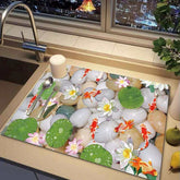 EZYHOME Dish Drying Mats for Kitchen Counter 3D Coffee Mat Under Sink Mats for Kitchen Waterproof Dish Mat Drying Kitchen Mat Bar Mats for Countertop Coffee Bar Accessories - kutkutstyle