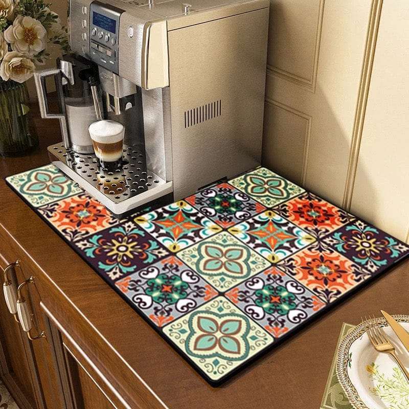 EZYHOME Dish Drying Mats for Kitchen Counter, Coffee Mat Under Sink Mats for Kitchen Waterproof Dish Mat Drying Kitchen Mat Bar Mats for Countertop Coffee Bar Accessories - kutkutstyle