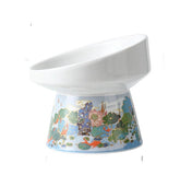 KUTKUT Ceramic Cat Food Bowl Elevated Bowl Protect Pets' spines and Neck | Anti Vomiting Porcelain Stress Free Tilted Bowl for Cats and Small Dogs, Dishwasher and Microwave Safe (Green)… -